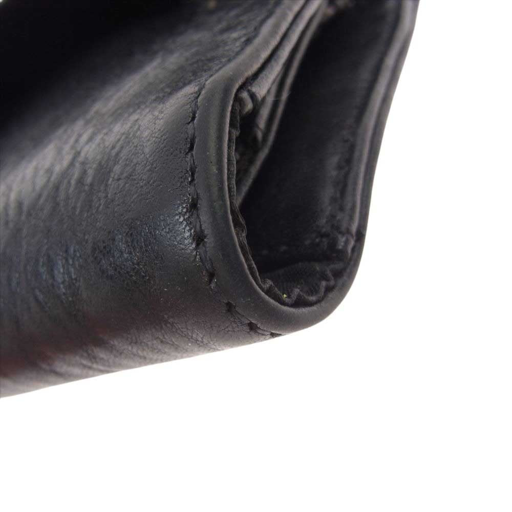 CHROME HEARTS クロムハーツ(原本無) WAVE WALLET CROSS BUTTON ウェーブ ウォレット クロスボタン レザー ロング ウォレット ブラック系【中古】