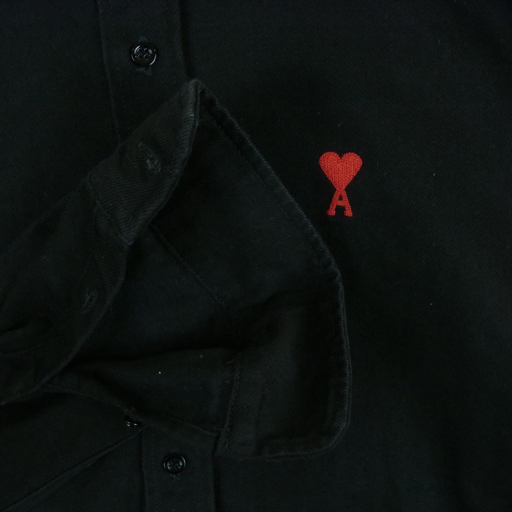 アミ パリス 22AW HSH114 660 ハートロゴ ロゴ刺繍 デニム 長袖 シャツ ブラック系 39【中古】