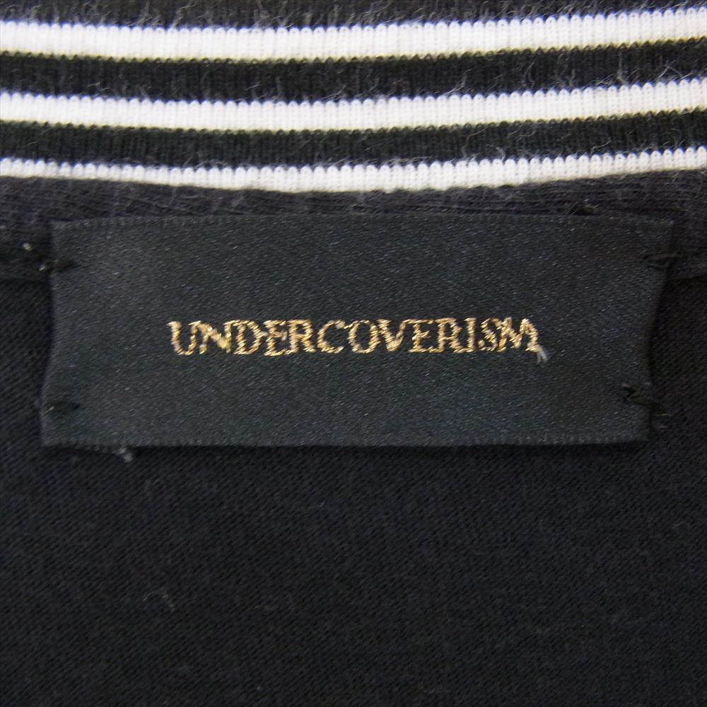 UNDERCOVER アンダーカバー 14SS  M4814 GODOG期 衿リブ ボーダー 半袖 カットソー Tシャツ ブラック系 2【中古】