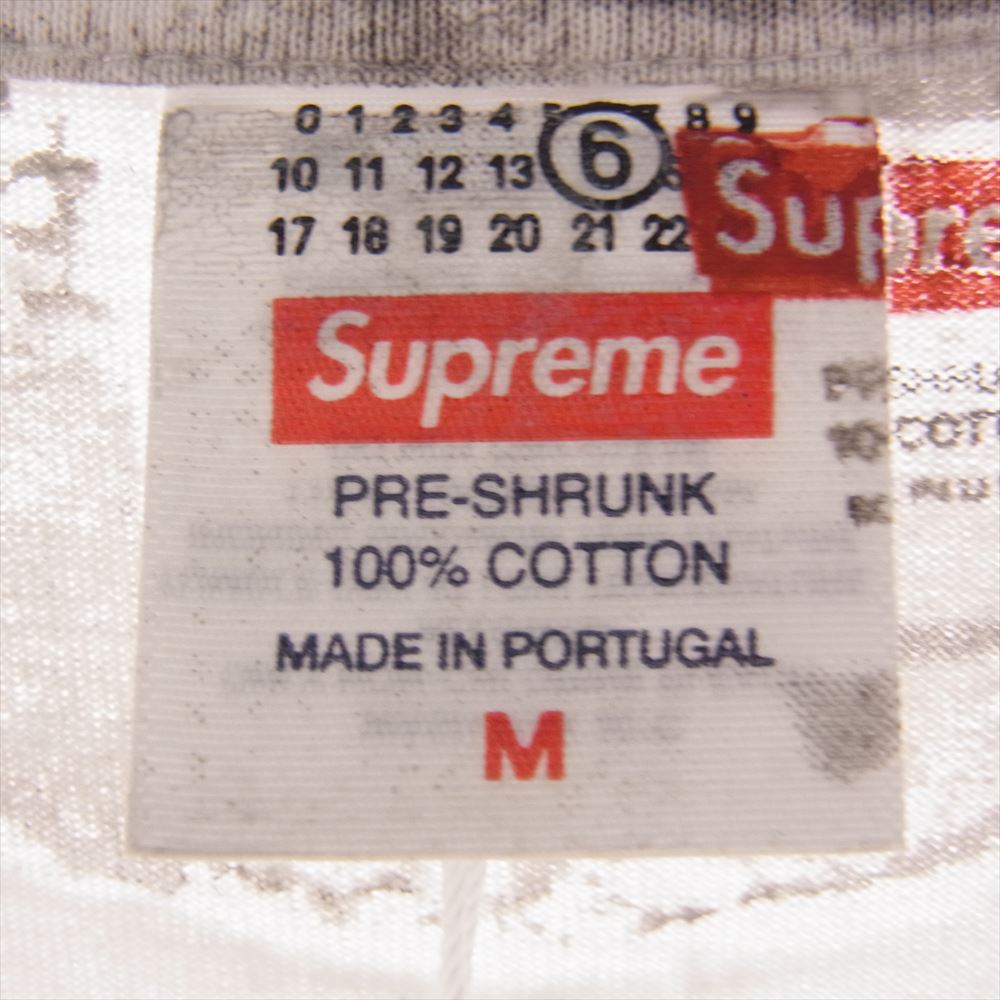 Supreme シュプリーム 24SS × MM6 Maison Margiela Box Logo Tee エムエムシックス メゾンマルジェラ 転写プリント ボックスロゴ 半袖 クルーネック Tシャツ ホワイト系 グレー系 M【極上美品】【中古】
