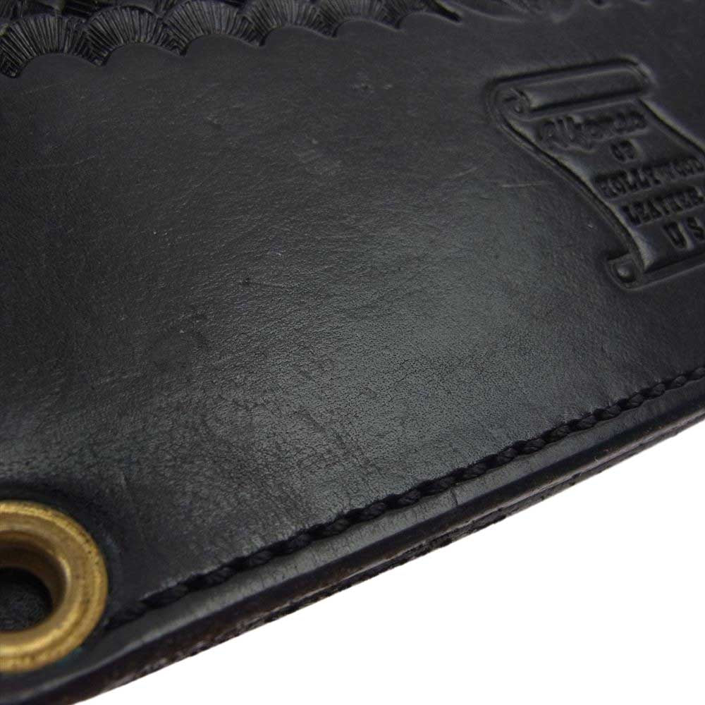 Alfonso OF HOLLYWOOD LEATHER Co. USA USA製 バスケットウェーブウォレット アルフォンソレザー ブラック系【中古】