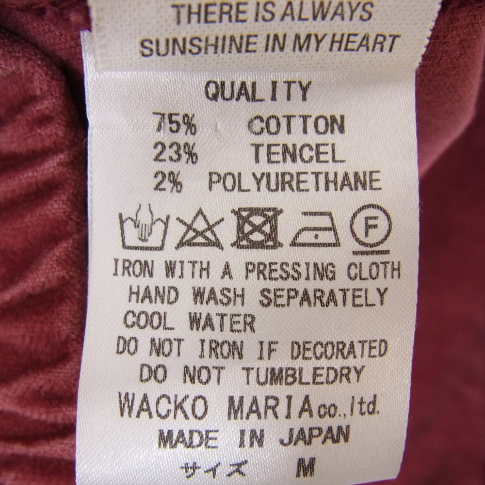 WACKO MARIA ワコマリア 18SS 18SS-WMO-ST01 VELOUR HOODED JACKET ベロア フーディー ジャケット ジップ パーカー エンジ系 M【中古】