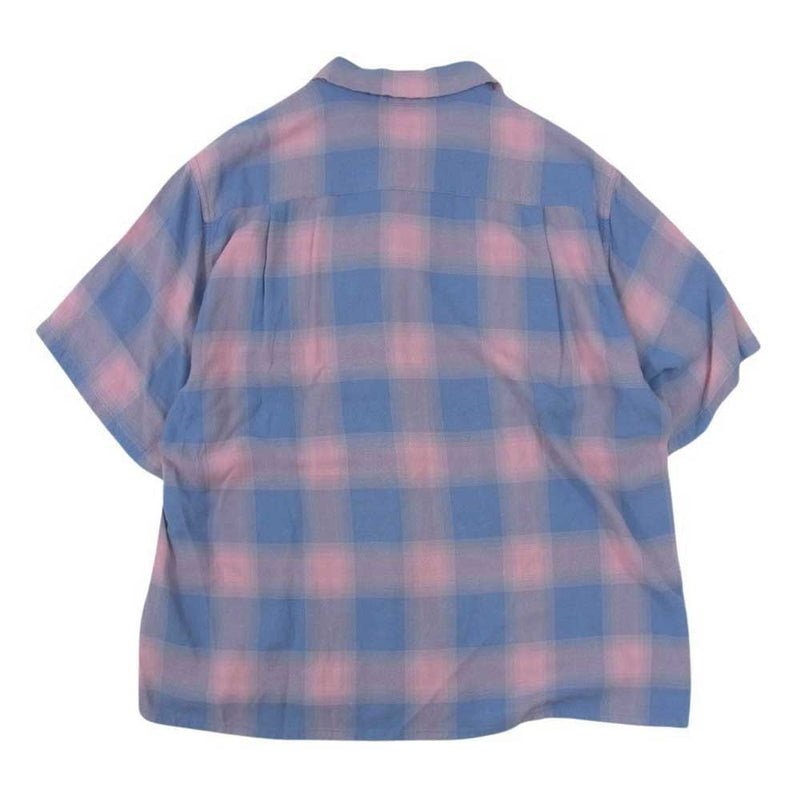 WACKO MARIA ワコマリア 22SS OMBRE CHECK OPEN COLLAR SHIRT オンブレチェック オープンカラー シャツ  チェック ピンク系 M【中古】