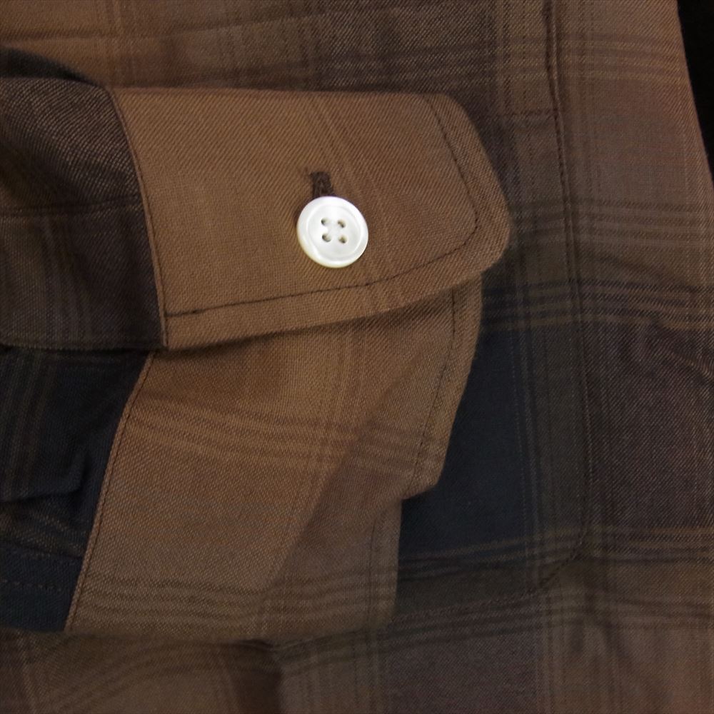 WACKO MARIA ワコマリア 23AW 23FWE-WMS-OC01 OMBRE CHECK OPEN COLLAR SHIRT オンブレ チェック オープンカラー シャツ チェック ブラウン系 M【新古品】【未使用】【中古】