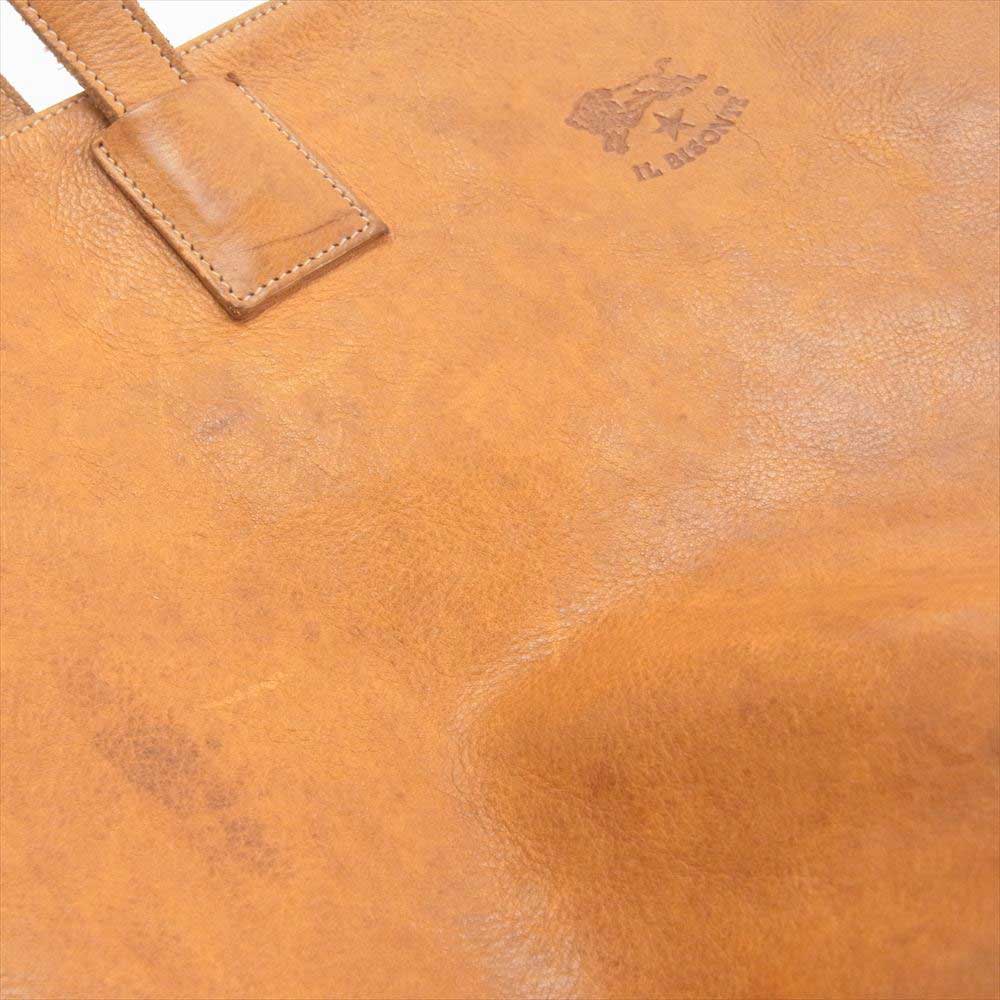 IL BISONTE イルビゾンテ 型押し ロゴ レザー トート バッグ ライトブラウン系【中古】