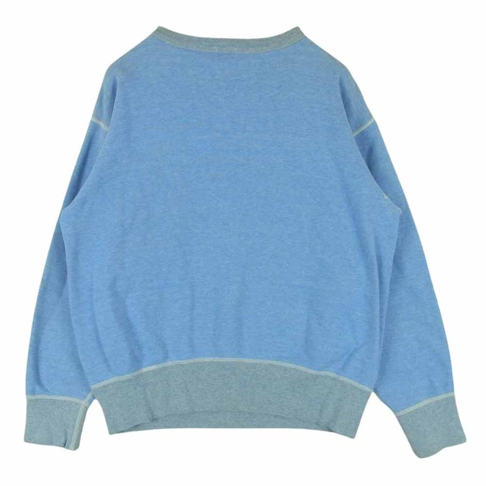 ホワイツビル カレッジプリント 前Vガゼット クルーネック スウェット トレーナー ライトブルー系 M【中古】