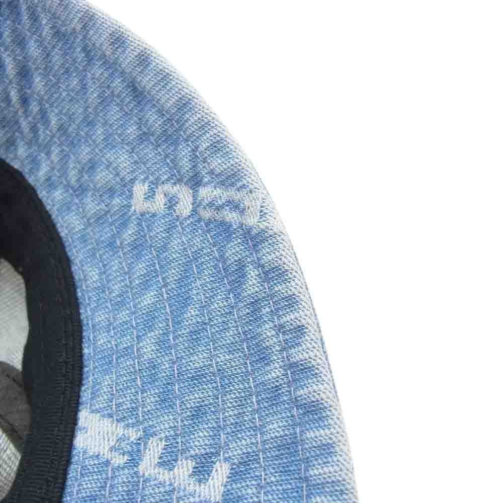 Supreme シュプリーム 20AW Logo Stripe Jacquard Denim Crusher ロゴ ストライプ ジャガード デニム バケットハット ライトブルー系 M-L【中古】