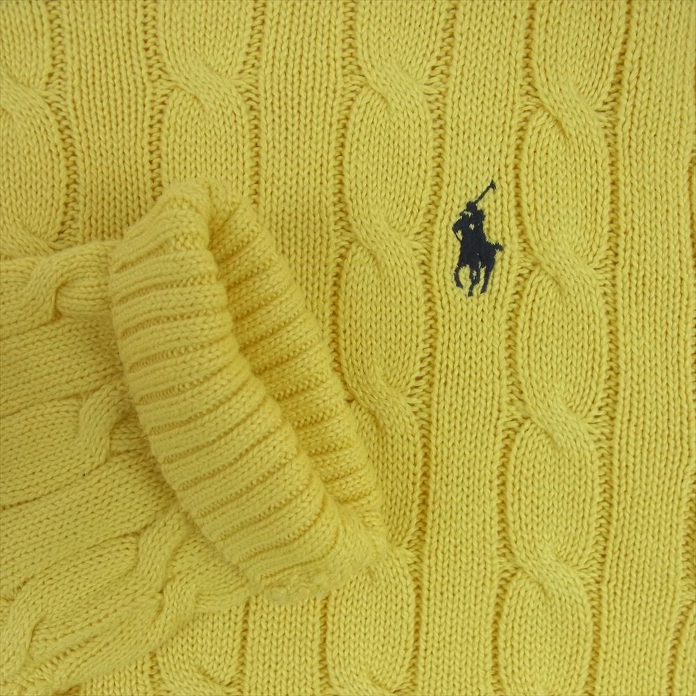 POLO RALPH LAUREN ポロ・ラルフローレン 刺繍ロゴ ケーブル ニット コットン イエロー系 M【中古】