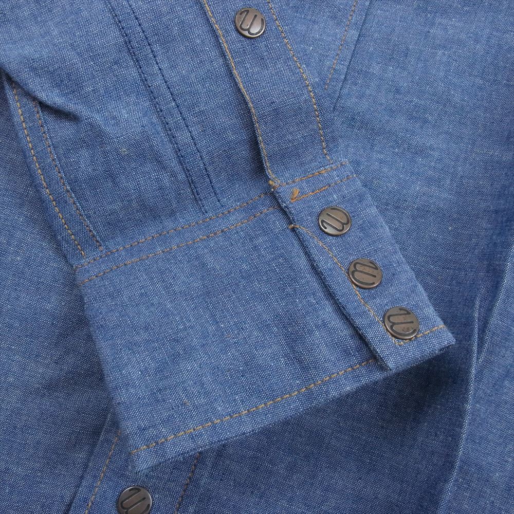 Wrangler ラングラー M5029-00 27MW BLUE BELL ブルーベル ヴィンテージ 復刻 ウェスタン 長袖 シャツ シャンブレー インディゴブルー系 15-16【新古品】【未使用】【中古】