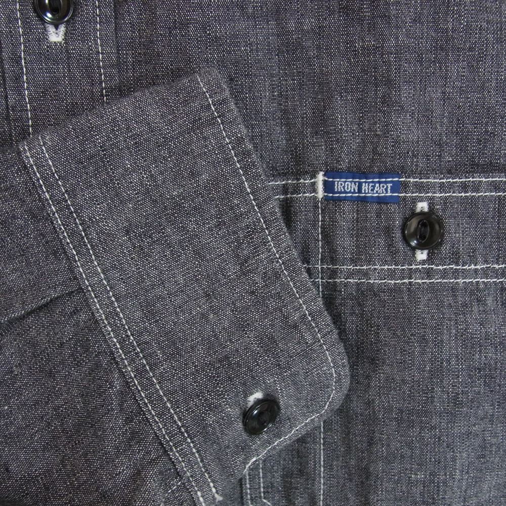IRON HEART アイアンハート ヘビーシャンブレー ワーク 長袖 シャツ ブラック系 L【中古】