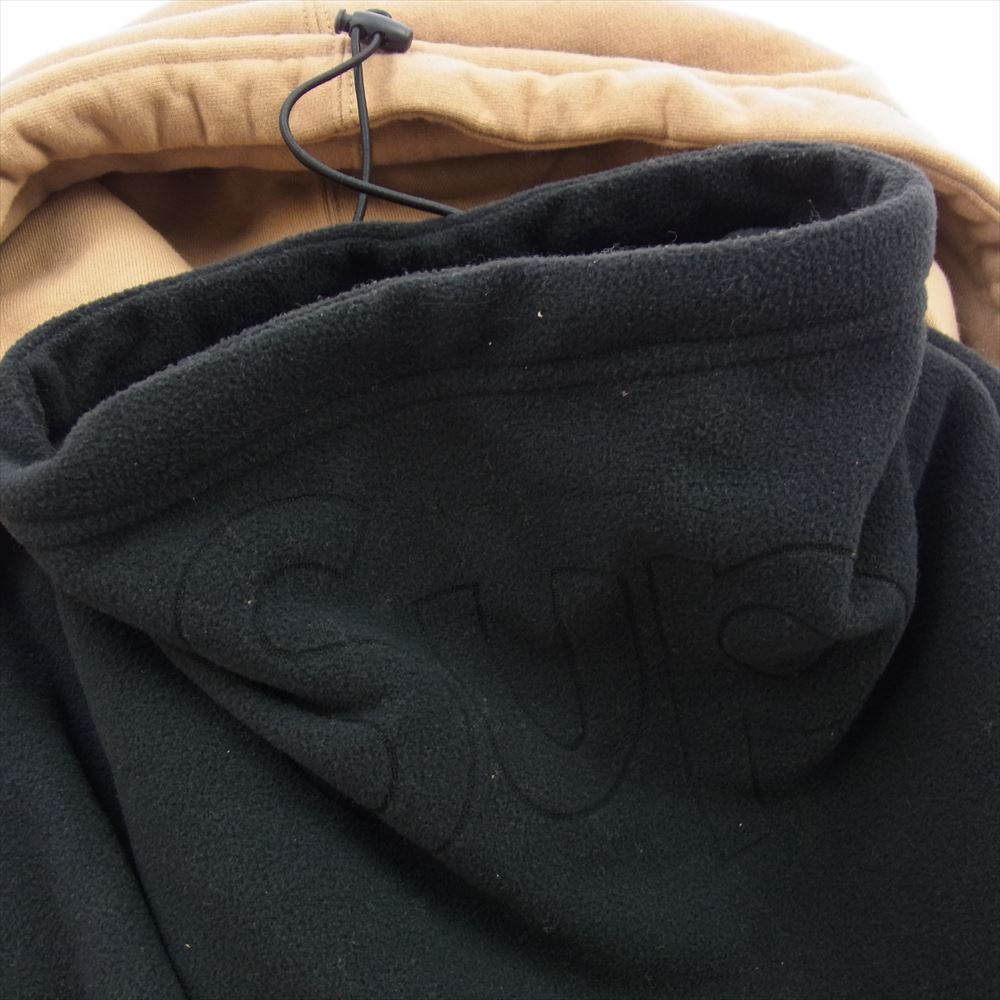 Supreme シュプリーム 22AW Double Hood Facemask Zip Up Hooded Sweatshirt ダブル フッド フェイスマスク ジップ アップ フーディー スウェットシャツ ライトブラウン系 L【中古】