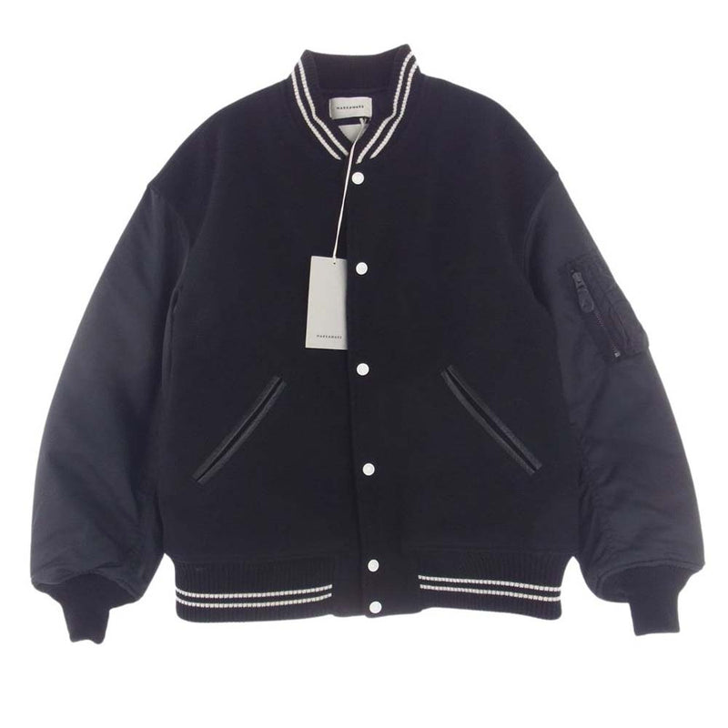 markaware マーカウェア 23AW A23C-17BL01C ORGANIC WOOL MELTON VARSITY JACKET  オーガニックウールメルトン バーシティ ジャケット スタジャン スタジアム ジャケット ブラック系 2【中古】