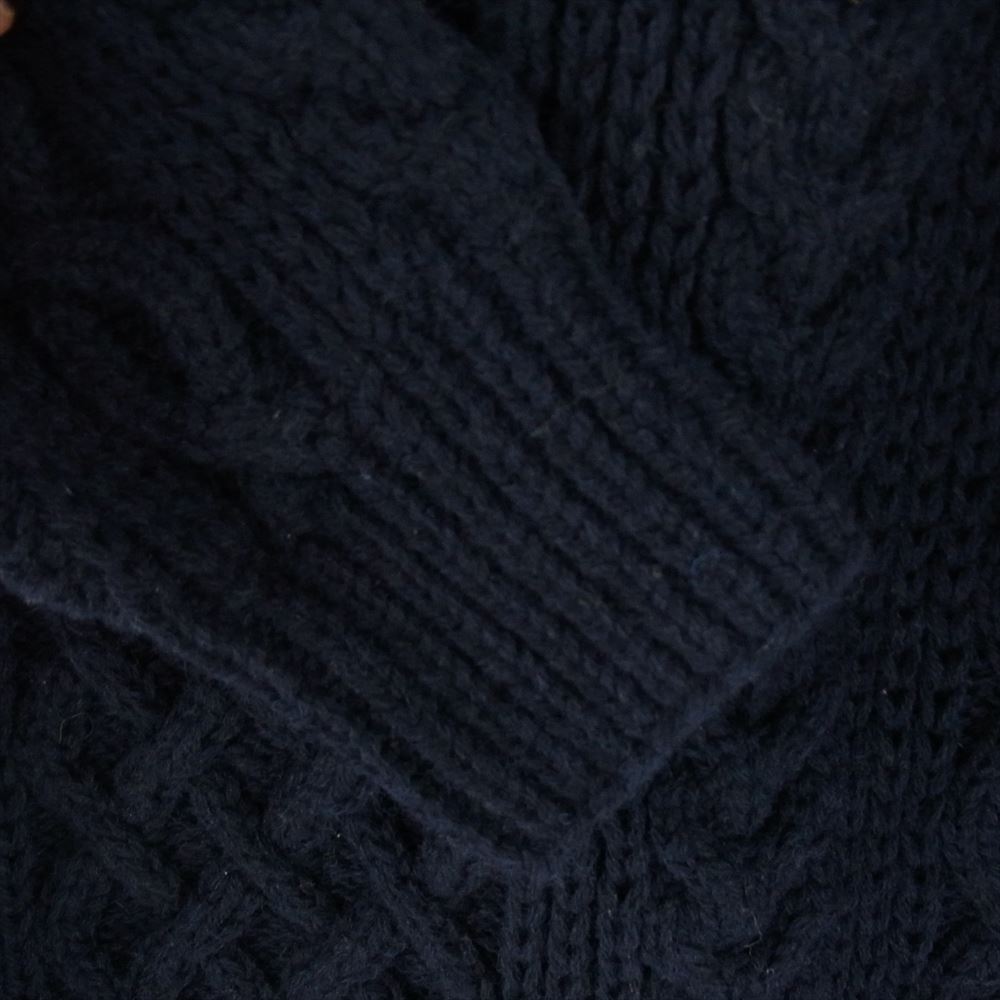 INVERALLAN インバーアラン 茶タグ 英国製 1A CREW-NECK KNIT ウール ケーブル ニット セーター ネイビー ネイビー系 表記不明【中古】