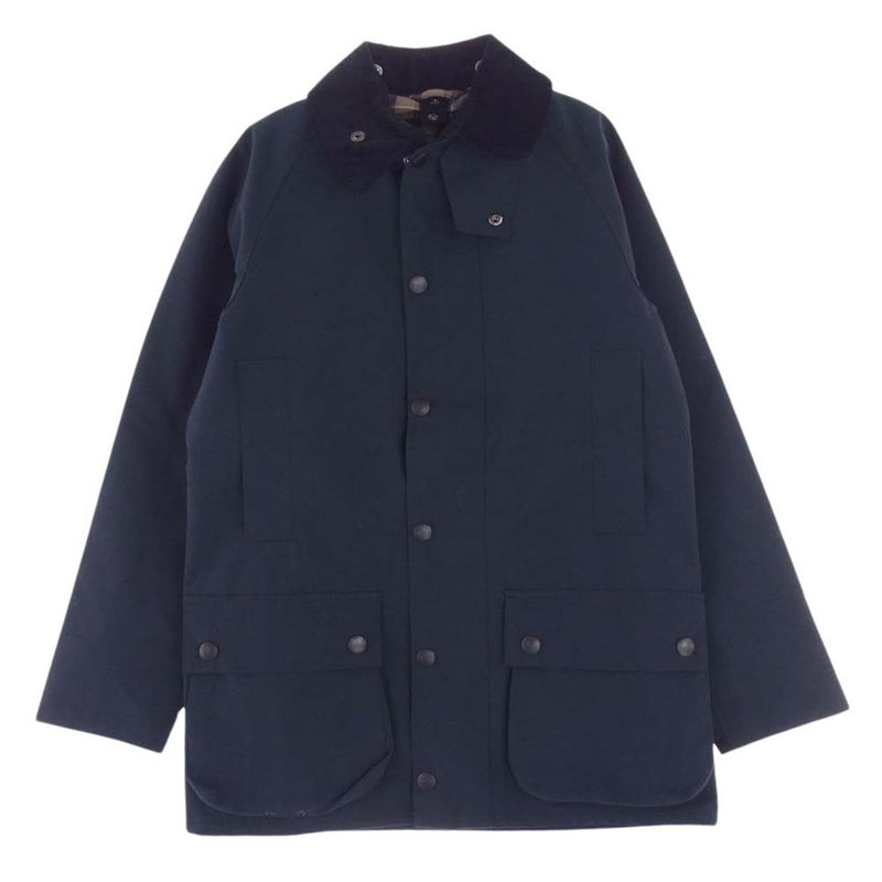 Barbour バブアー 222MCA0787 BEAUFORT ノンワックス ビューフォート 2レイヤー スリムフィット ブルゾン 裏地チェック  襟コーデュロイ切替 チンストラップ付き ネイビーグリーン系 34【中古】