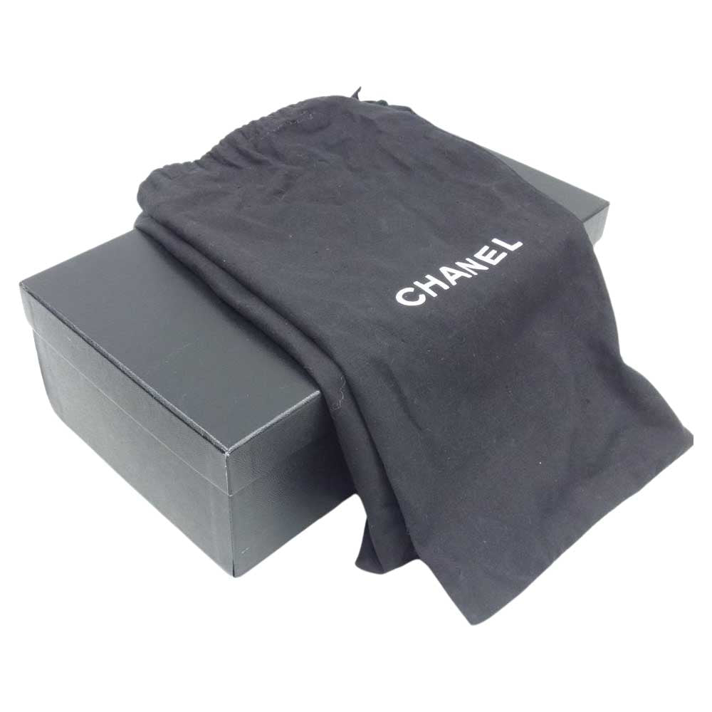 CHANEL シャネル スクエアトゥ ストラップ スエード パンプス サンダル CHANEL ロゴ バックル ブラック系 36.5【中古】