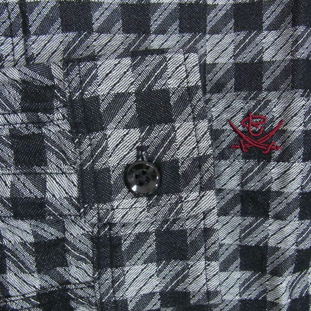 R.J.B アールジェイビー CS142L HOUNDS TOOTH CHECK L/S ハウンドトゥース ロゴ刺繍 千鳥 チェック柄 長袖 シャツ ブラック系 S【極上美品】【中古】