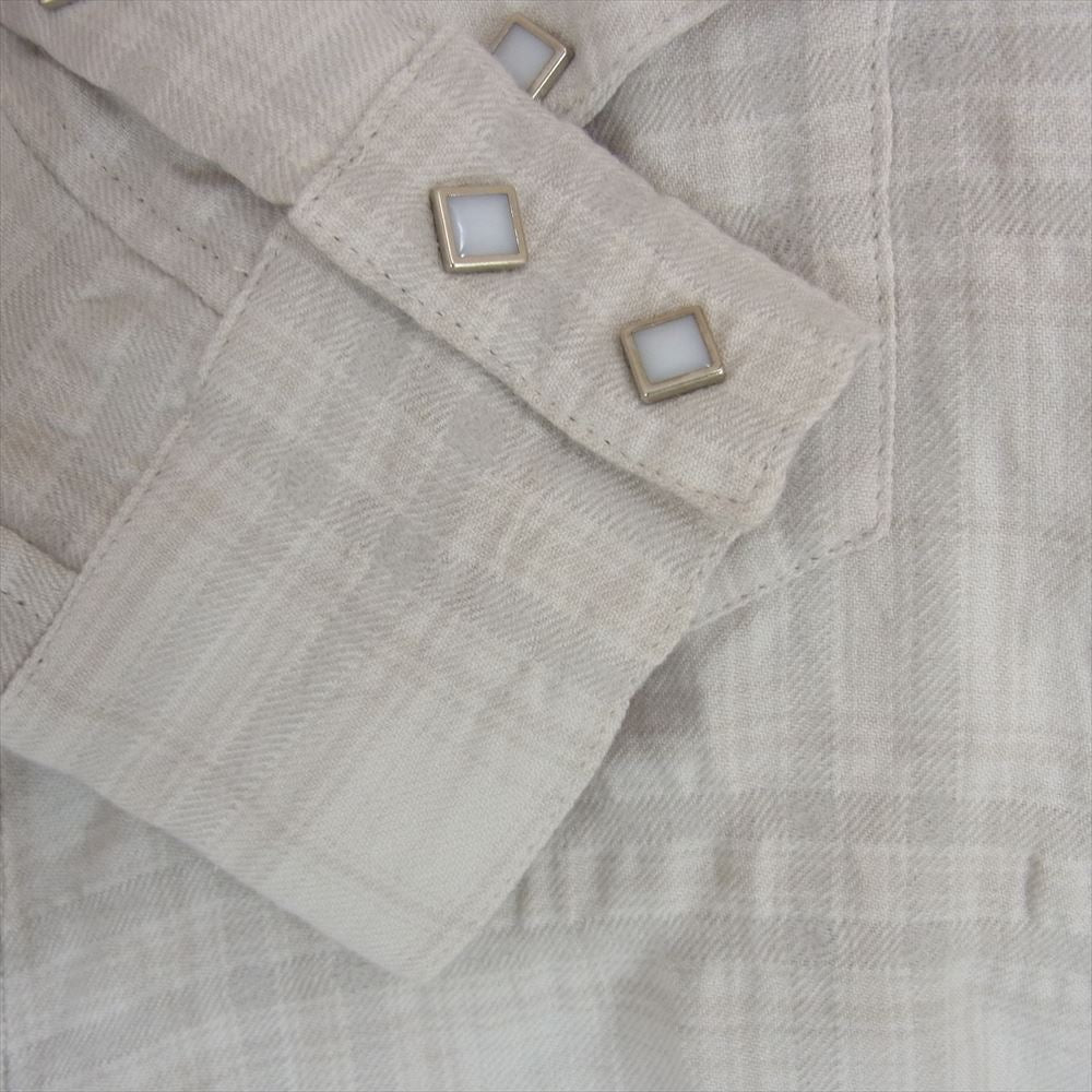 STRUM ストラム STC105-01 コットンウール縮絨 チェック 長袖 シャツ ホワイト系 S【中古】