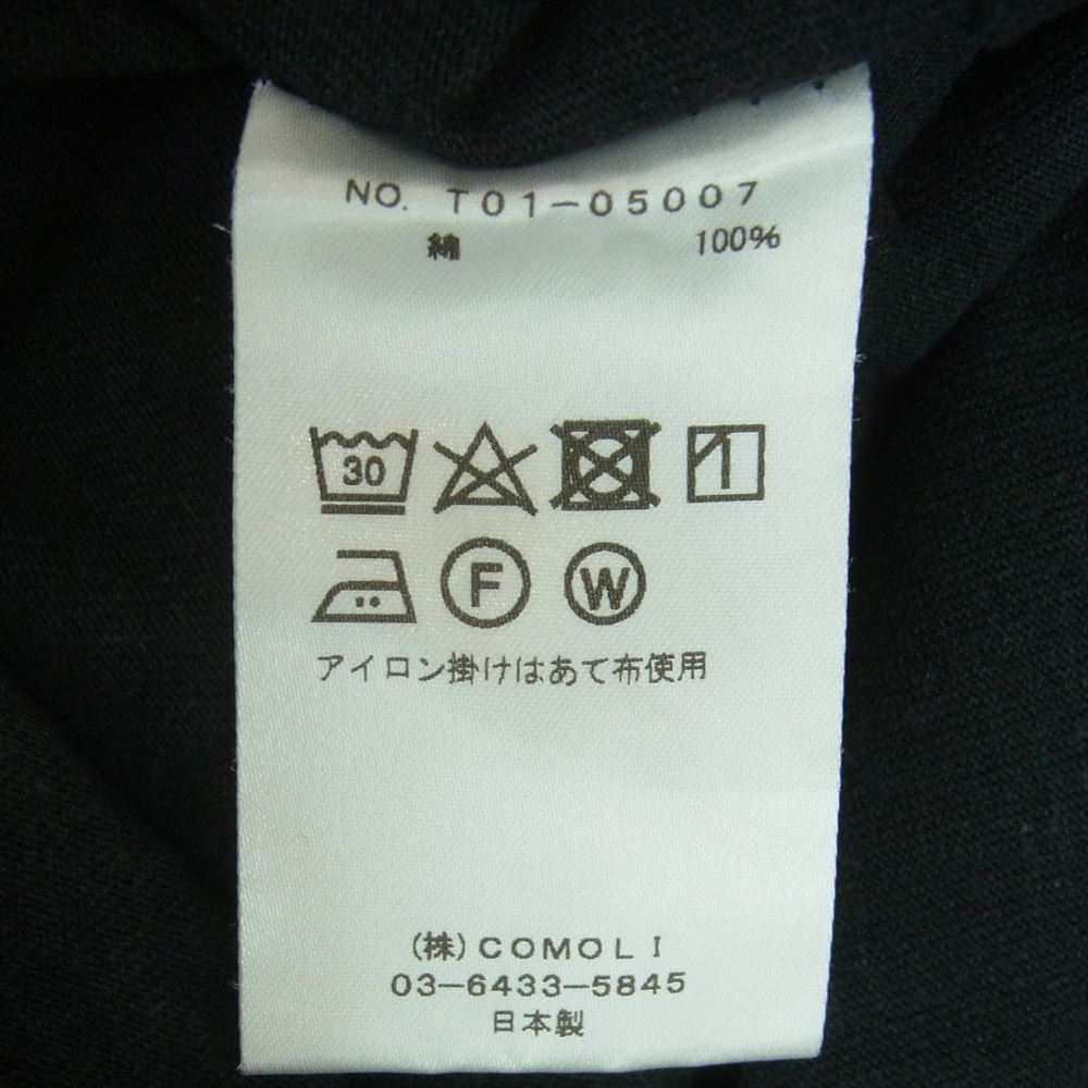 COMOLI コモリ 21SS T01-05007 空紡天竺 クルーネック 半袖 Tシャツ ブラック系 ダークグレーに近い黒系 3【中古】