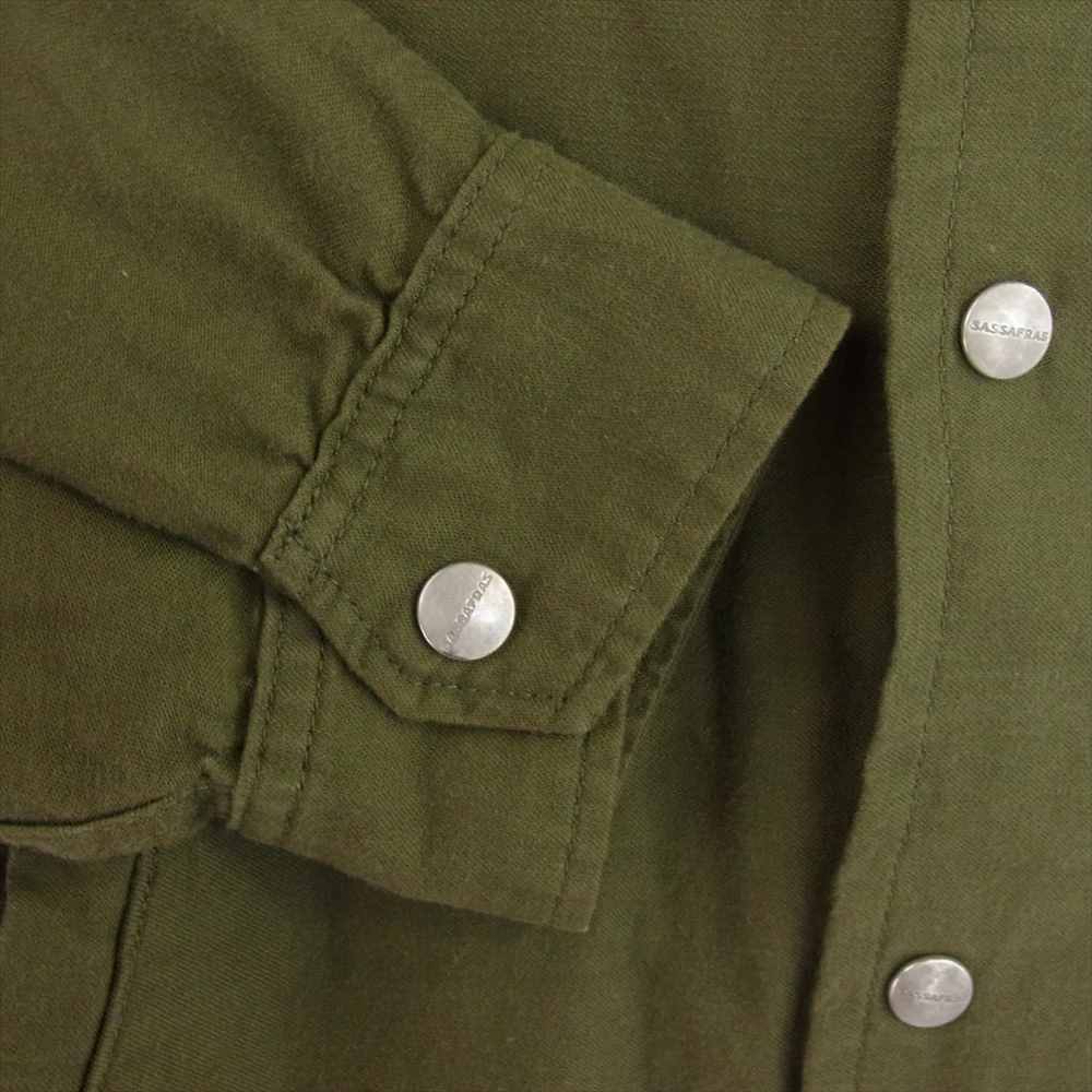 SASAFRAS ササフラス GARDENER BUD BREAKER NYLON RIPSTOP OLIVE ガーデナー ナイロンリップストップ ウィンドブレーカー ジャケット グリーン系 M【中古】