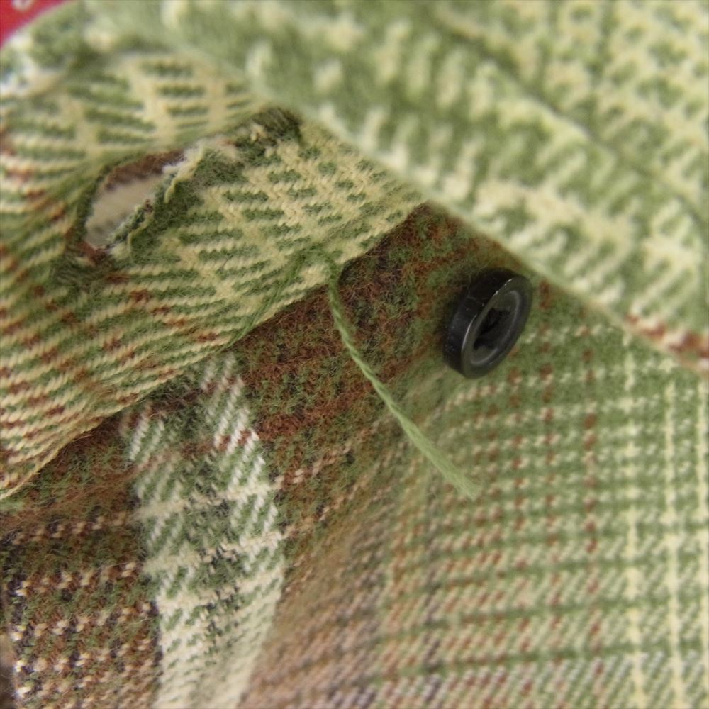 Supreme シュプリーム 23SS Shadow Plaid Flannel Shirt シャドウプレイド フラン ネル シャツ 長袖 ライトグリーン系 ブラウン系 M【中古】