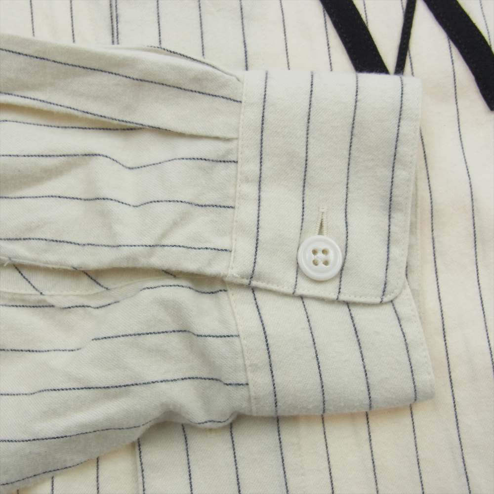 WTAPS ダブルタップス 22SS 221TQDT-SHM01 LEAGUE LS COTTON. FLANNEL フランネル ストライプ 長袖 ベースボール シャツ オフホワイト系 SIZE X 03【中古】