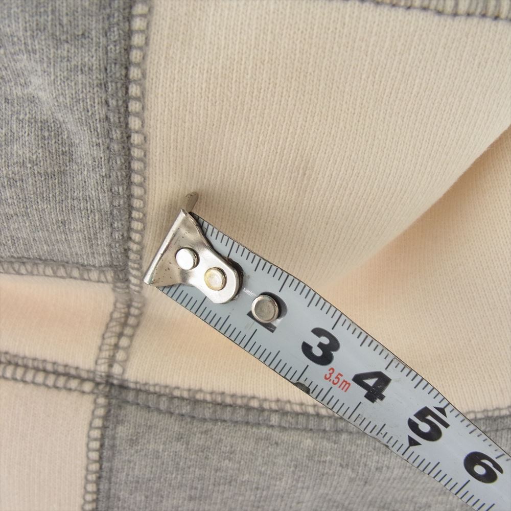 Supreme シュプリーム 20AW PATCHWORK HOODED SWEATSHIRT パッチワーク フーデッド スウェットシャツ ロゴ プリント フーディー パーカー グレー系 オフホワイト系 M【中古】