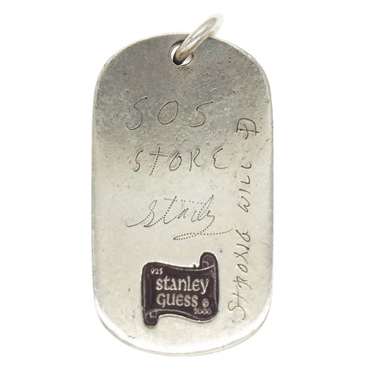 STANLEY GUESS スタンリーゲス ストーンアイカスタム スカル ドッグタグ ラージ ペンダントトップ シルバー系【中古】