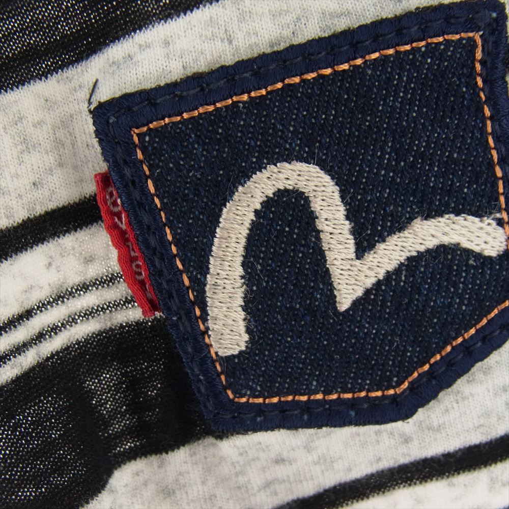 EVISU エヴィス YAMANE ヤマネ カモメ ボーダー 半袖 Tシャツ ブラック系 グレー系 36【中古】