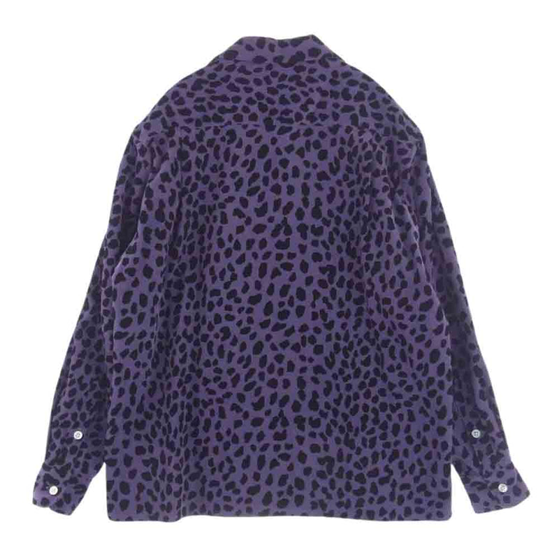 WACKO MARIA ワコマリア 22AW LEOPARD CORDUROY SHIRT レオパード コーデュロイ シャツ パープル系 M【中古】