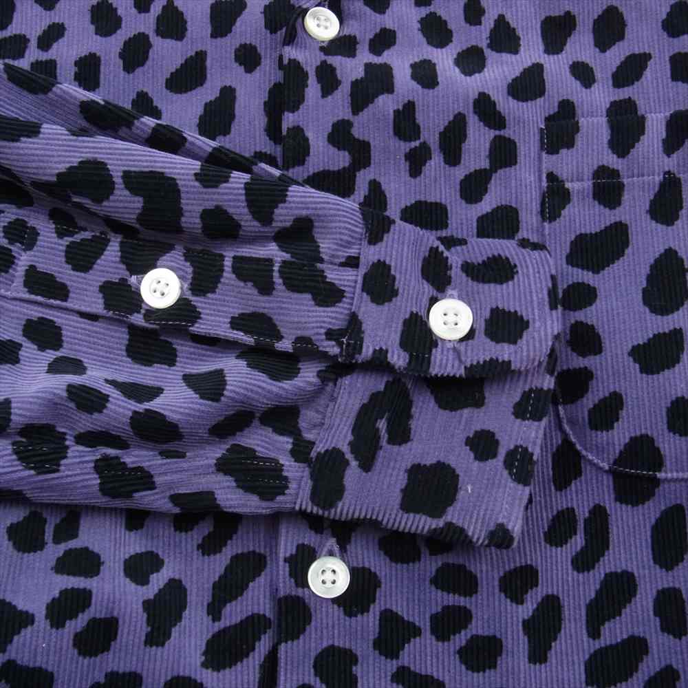 WACKO MARIA ワコマリア 22AW LEOPARD CORDUROY SHIRT レオパード コーデュロイ シャツ パープル系 M【中古】