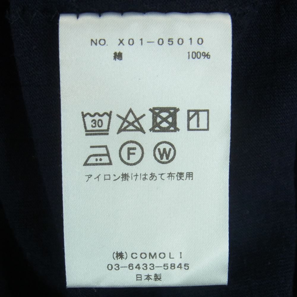 COMOLI コモリ 23SS X01-05010 空紡天竺 ノースリーブ Tシャツ タンクトップ ダークネイビー系 2【中古】