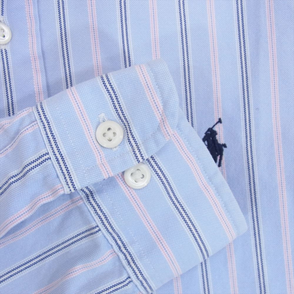 RALPH LAUREN ラルフローレン CLASSIC FIT ponyロゴ刺繍 クラシックフィット ストライプ 長袖 シャツ ブルー系 S【中古】
