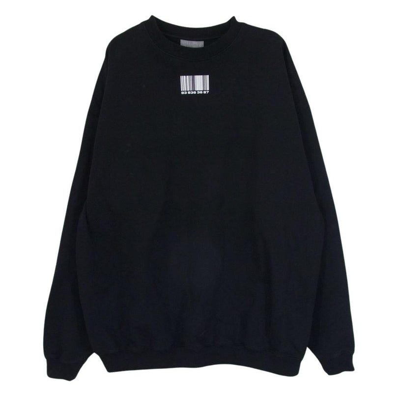 VETEMENTS ヴェトモン VL12TR140B VTMNTS BARCODE SWEATSHIRT バーコード スウェットシャツ トレーナー  ブラック系 L【中古】