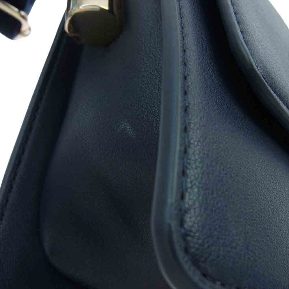 TOMMY HILFIGER トミーヒルフィガー ロゴ レザー 2WAY ハンド ショルダー バッグ ネイビー系【中古】