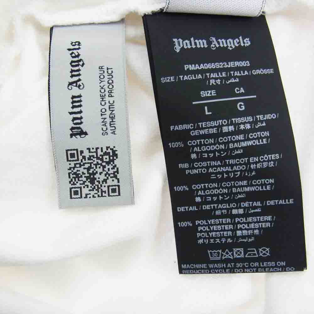 PALM ANGELS パームエンジェルス 23SS PMAA066S23JER003 Palm Angels Palm Print Crewneck T-Shirt Tee ヤシの木 プリント クルーネック 半袖 Tシャツ ホワイト系 L【中古】