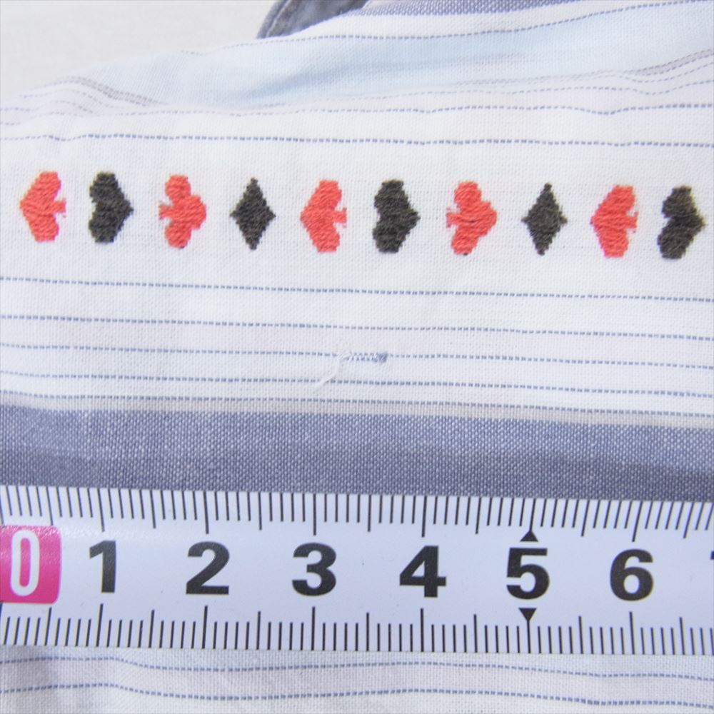 SUGAR CANE シュガーケーン トランプ 刺繍 エンブロイダリー マルチストライプ 長袖 ウェスタン シャツ ブルー系 M【中古】