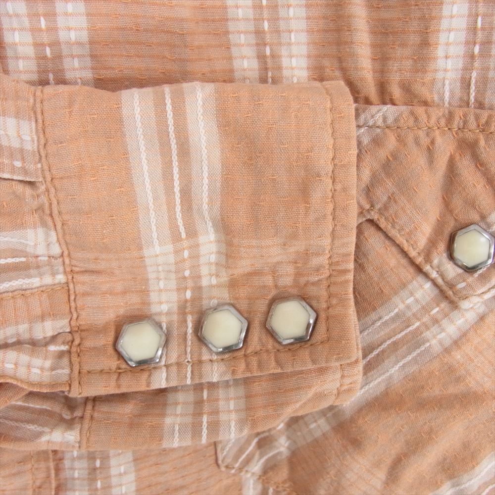 THE FLAT HEAD ザフラットヘッド CW-42 ウエスタン チェック 長袖 シャツ オレンジ系 40【中古】