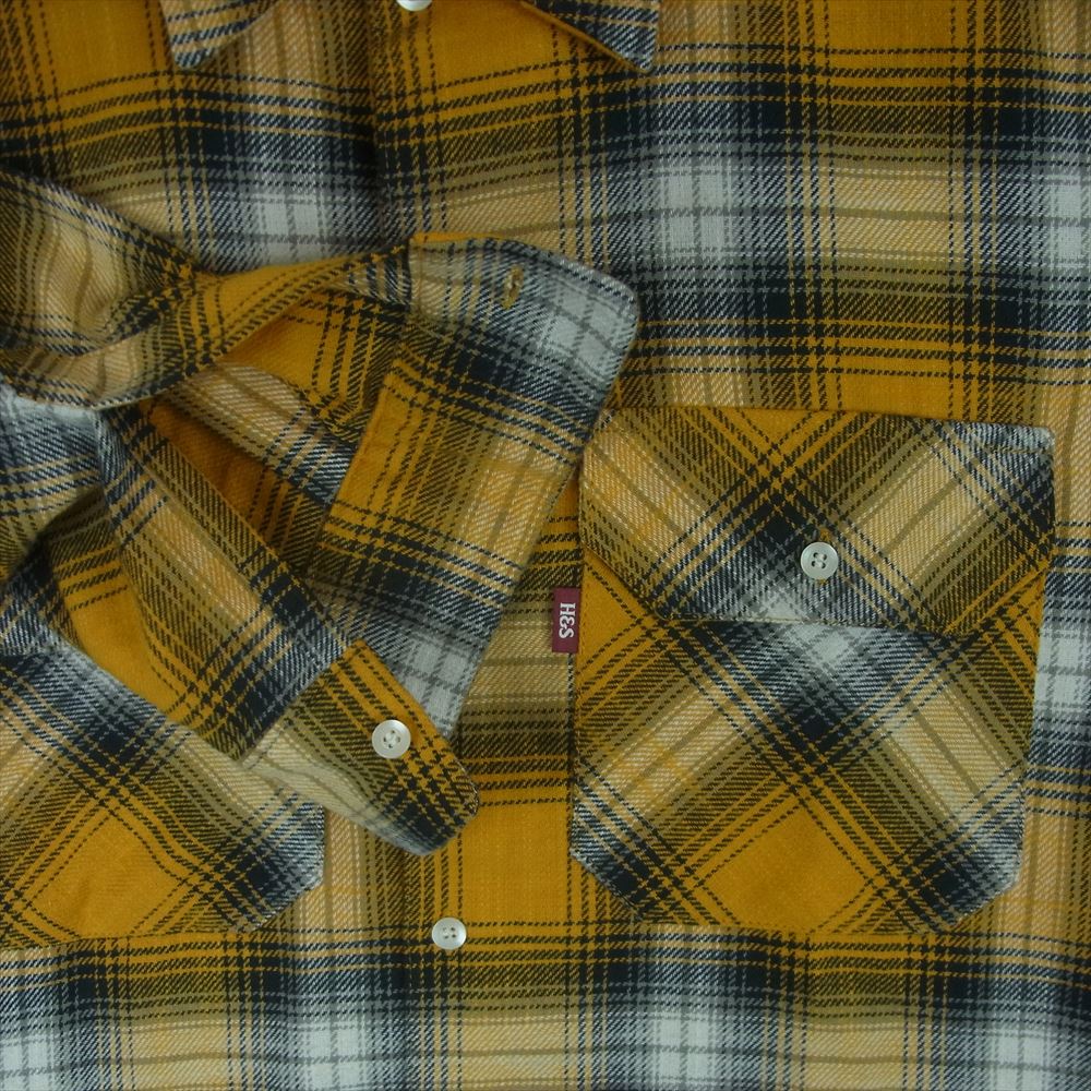 HideandSeek ハイドアンドシーク 23SS HS-010223 Check L/S Shirt チェック ネル シャツ 長袖 イエロー系 ネイビー系 M【中古】