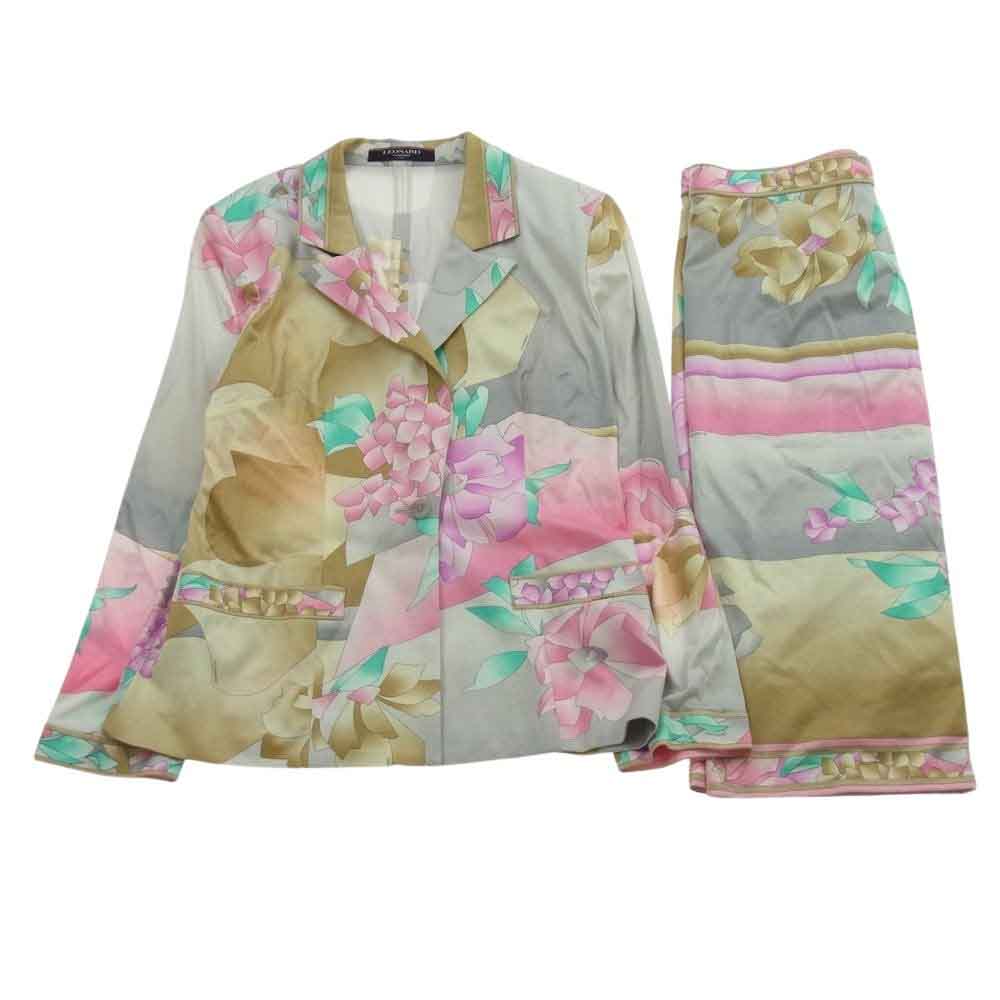 レオナールファッションパリス LEONARD FASHION PARIS スーツ 花柄 紫陽花 アジサイ コットン スーツ セットアップ スカート ジャケット マルチカラー系 LL/76【中古】 レオナールファッションパリス 花柄 紫陽花 アジサイ コットン スーツ