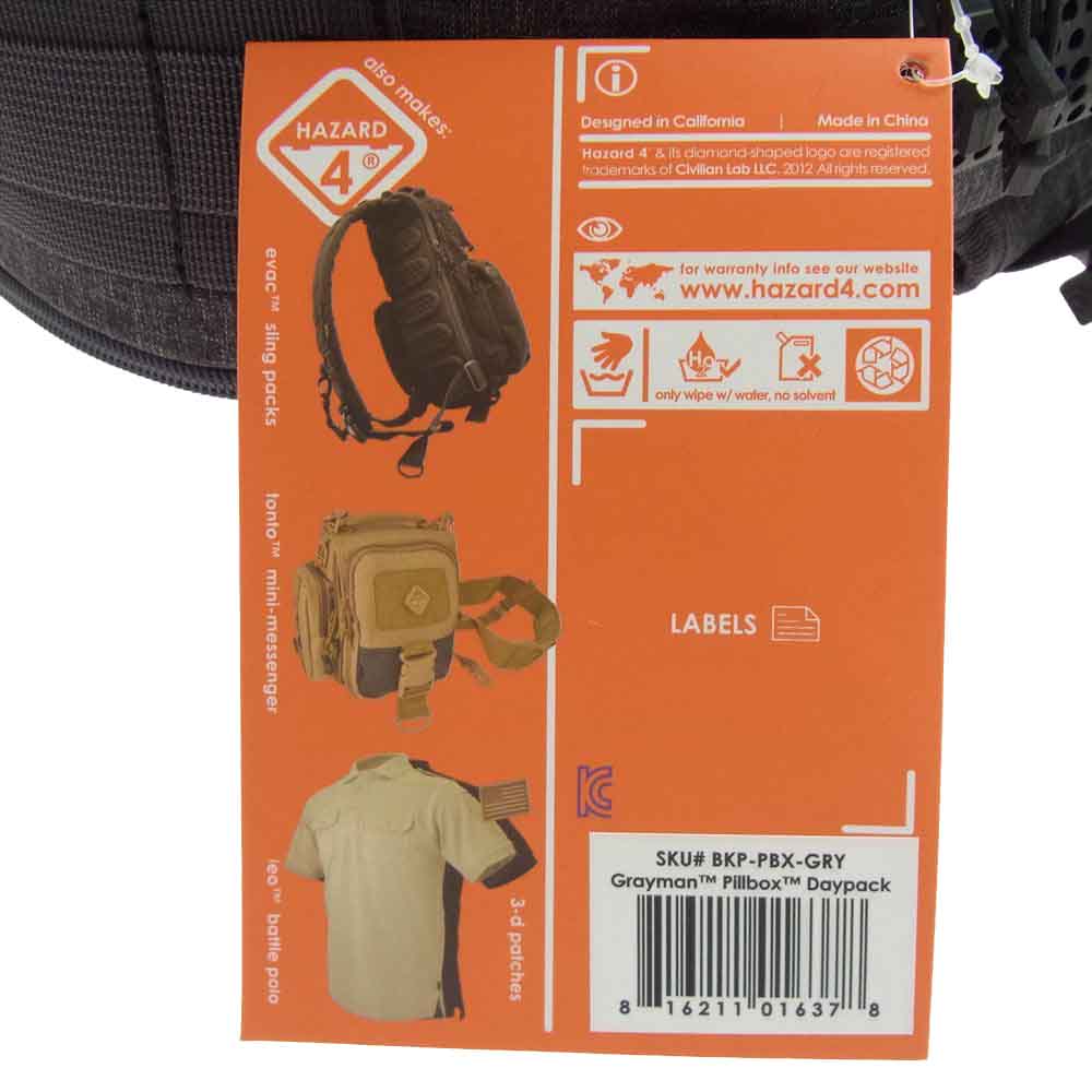 ハザード4 Grayman Pillbox Daypack グレイマン ピルボックス フォト デイパック グレー系【新古品】【未使用】【中古】