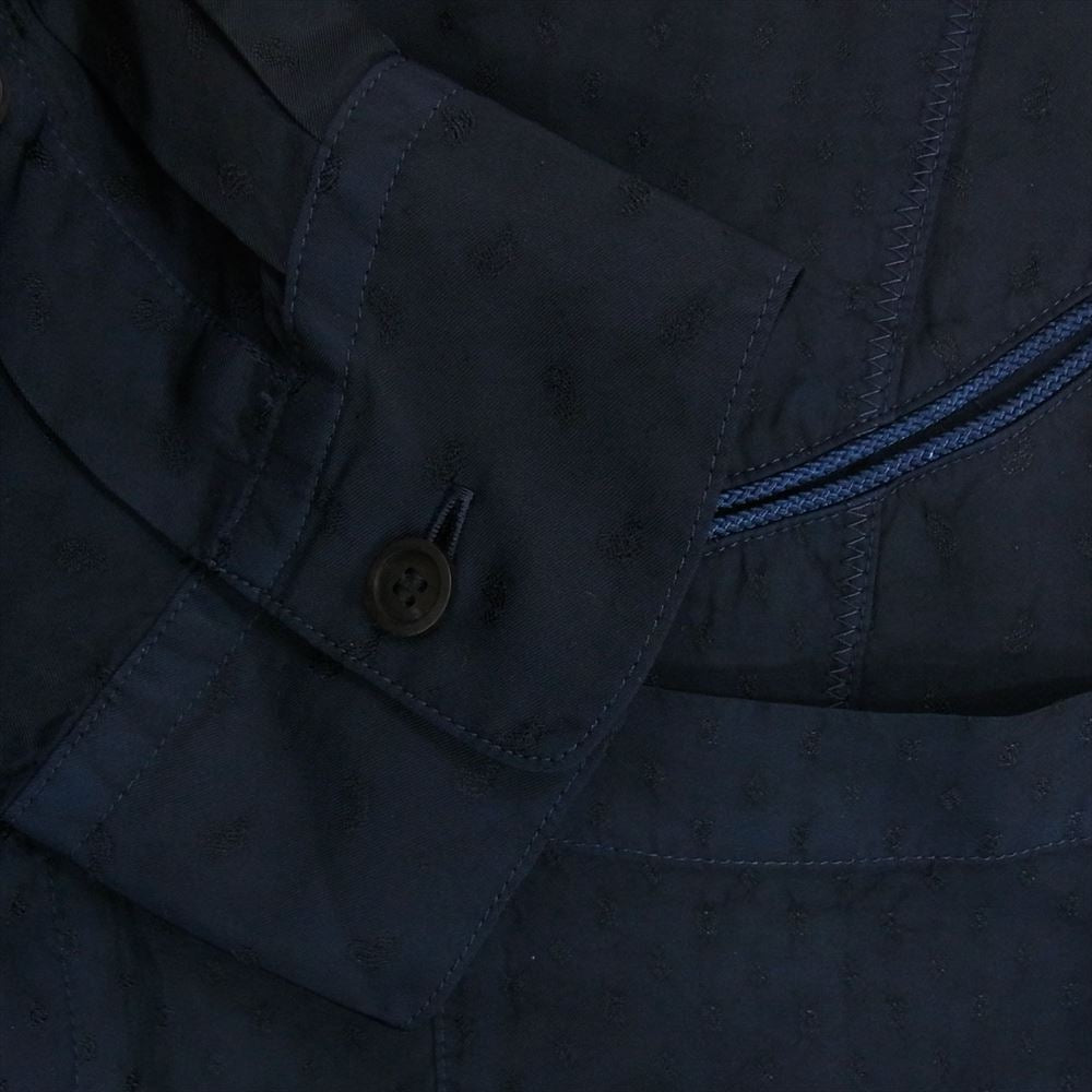 TOGA トーガ TV21-FJ308 VIRILIS キュプラ レーヨン ノーカラー 長袖 シャツ ネイビー系 46【美品】【中古】