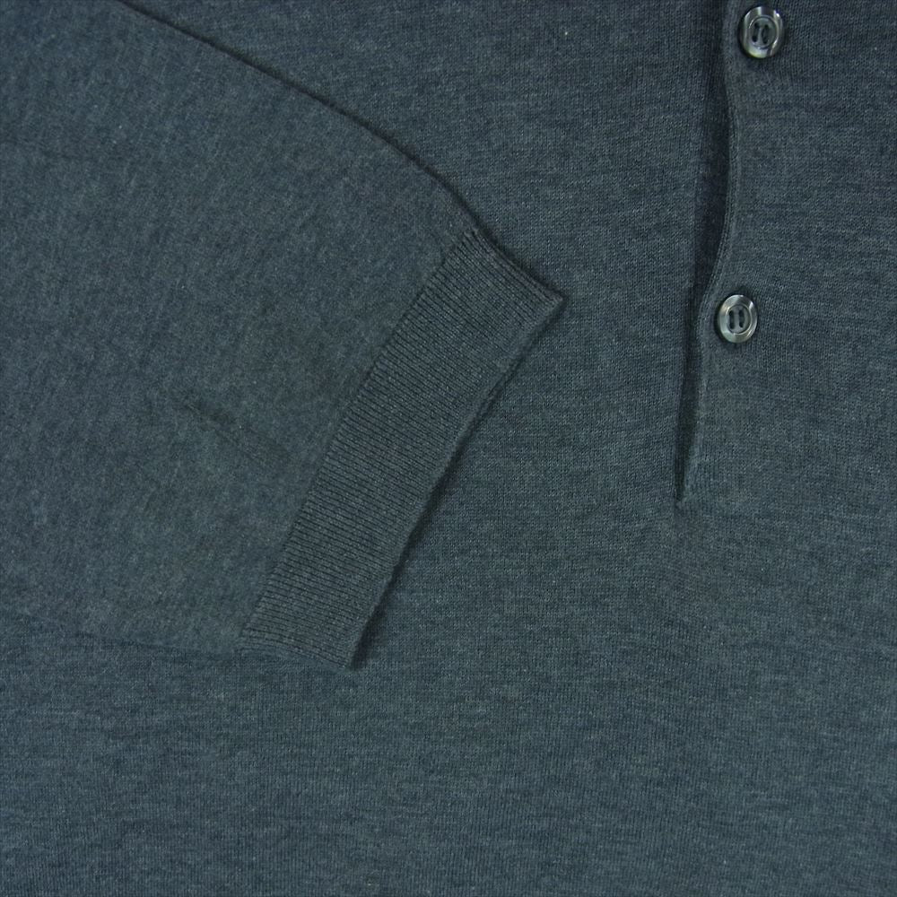JOHN SMEDLEY ジョンスメドレー シーアイランド コットン ニット 半袖 ポロ シャツ グレー系 M【美品】【中古】