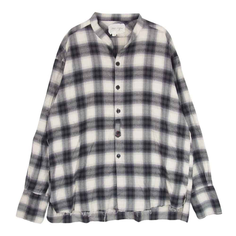 グレッグ ローレン RED PLAID STUDIO カットオフ バンドカラー フランネル チェック シャツ ホワイト ブラック系 3【中古】