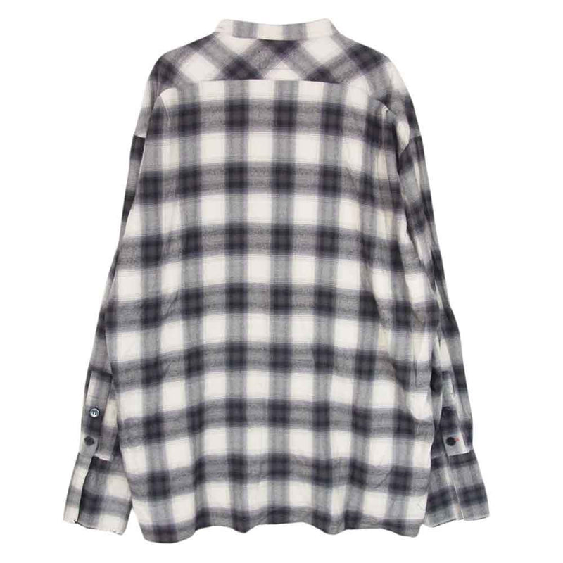 グレッグ ローレン RED PLAID STUDIO カットオフ バンドカラー フランネル チェック シャツ ホワイト ブラック系 3【中古】