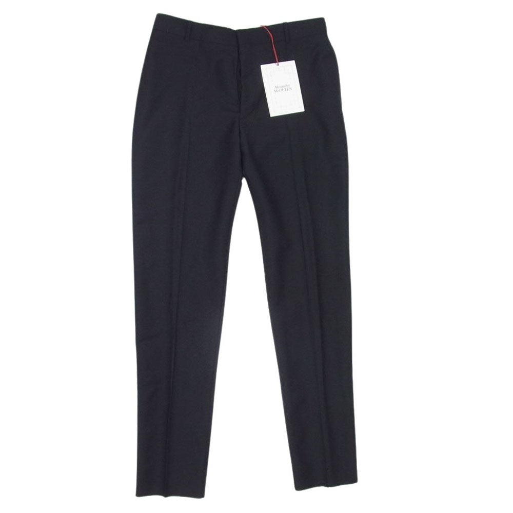 Alexander McQueen アレキサンダーマックイーン 624301 QRU42 1000 イタリア製 センタープレス スラックス パンツ ブラック系 48【極上美品】【中古】 Alexander McQueen アレキサンダーマックイーン 624301 QRU42 1000