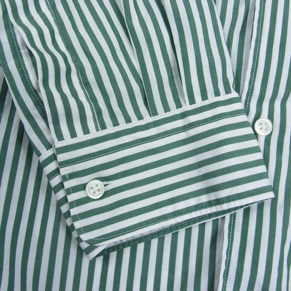 GRAPHPAPER グラフペーパー 23SS GM234-50002STB Broad LS Oversized Band Collar Shirt ストライプ バンドカラー 長袖 シャツ グリーン系 1【中古】