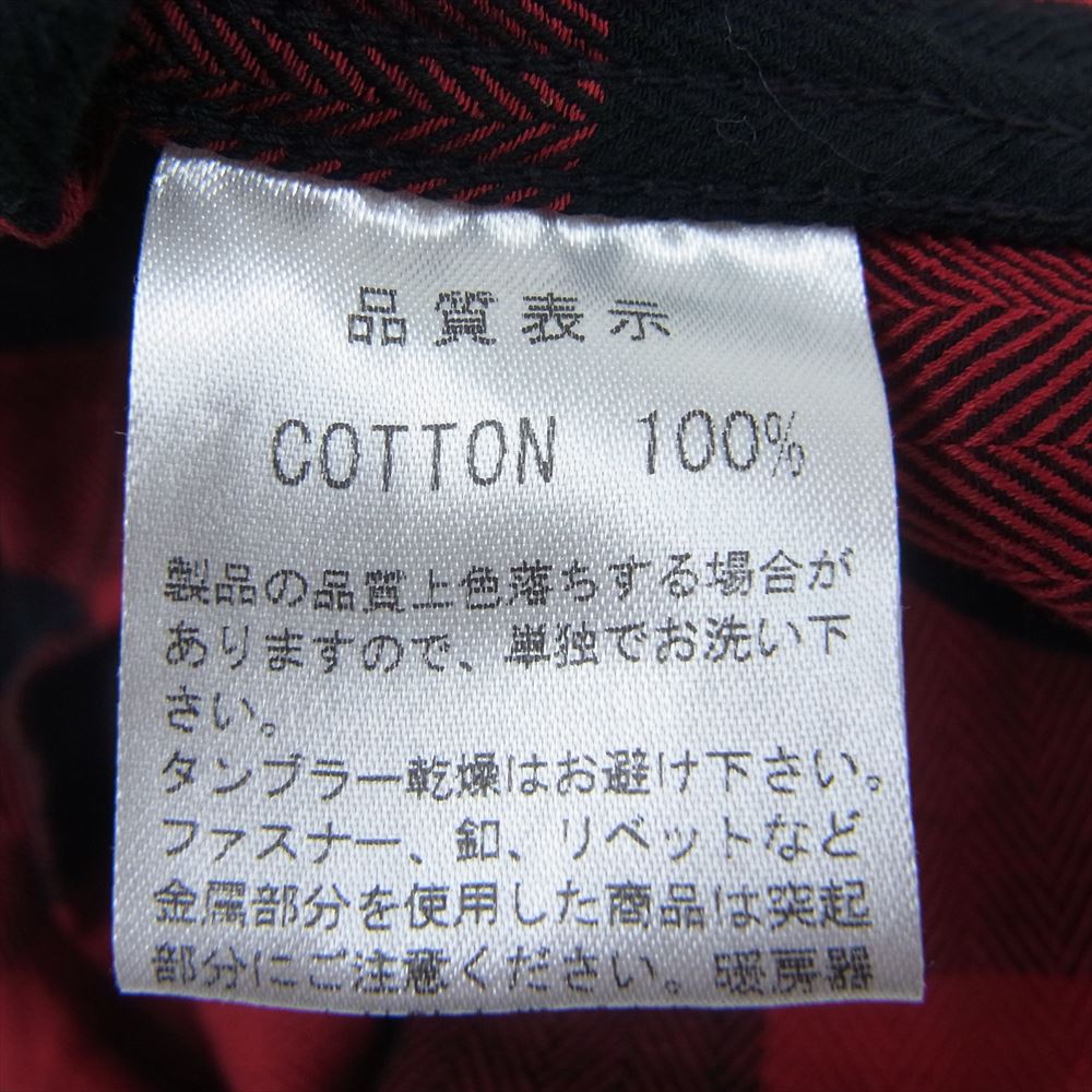 THE FLAT HEAD ザフラットヘッド ブロックチェック 半袖 コットン シャツ レッド系 36【中古】