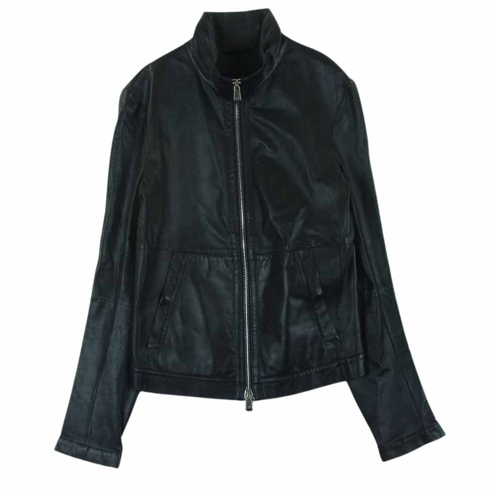 00s emporio ARMANI シングルライダース　レザージャケット 直売卸値 Emporio Armani ブラックレザージャケット 【公式通販】