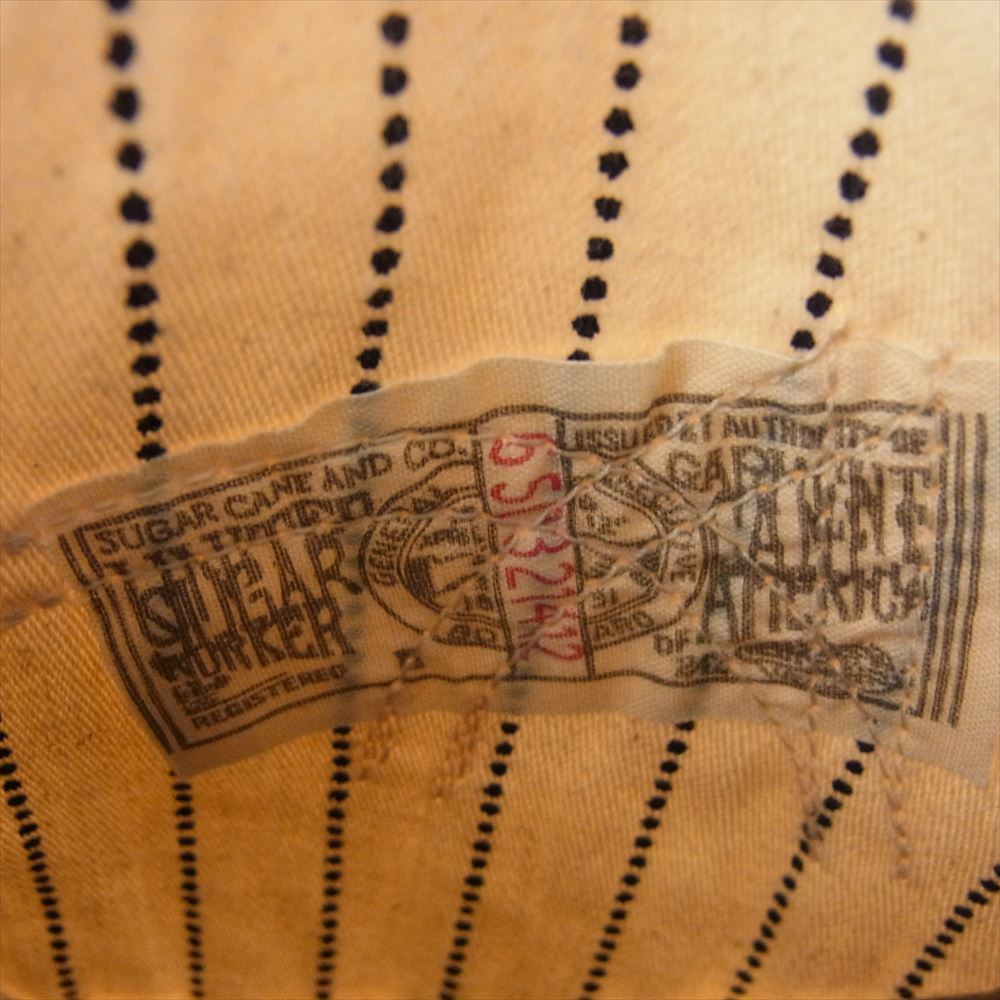 SUGAR CANE シュガーケーン LOT022 ホワイト ウォバッシュ ストライプ ワークベスト オフホワイト系 38【中古】