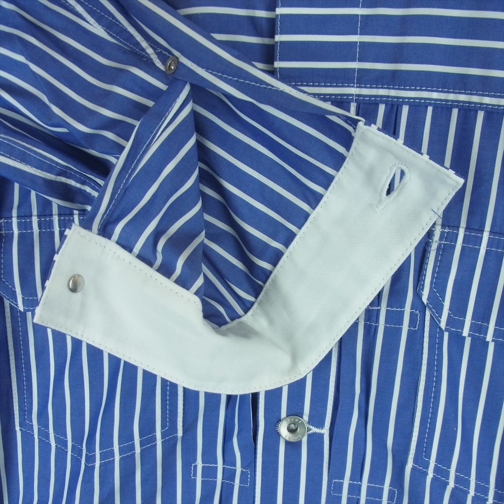 Sacai サカイ 21SS 21-02493M Cotton Poplin Blouson STRIPE コットン ポプリン ストライプ ブルゾン シャツ ジャケット ブルー系 ホワイト系 1【美品】【中古】